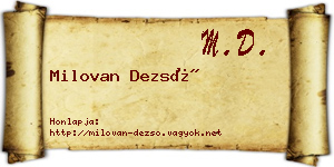 Milovan Dezső névjegykártya